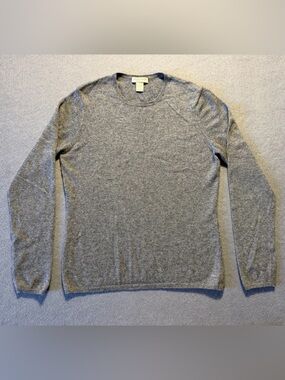 Simply Cashmere Women’s 100% Cashmere Sweater Large Gray Crewneck Knit Pullover